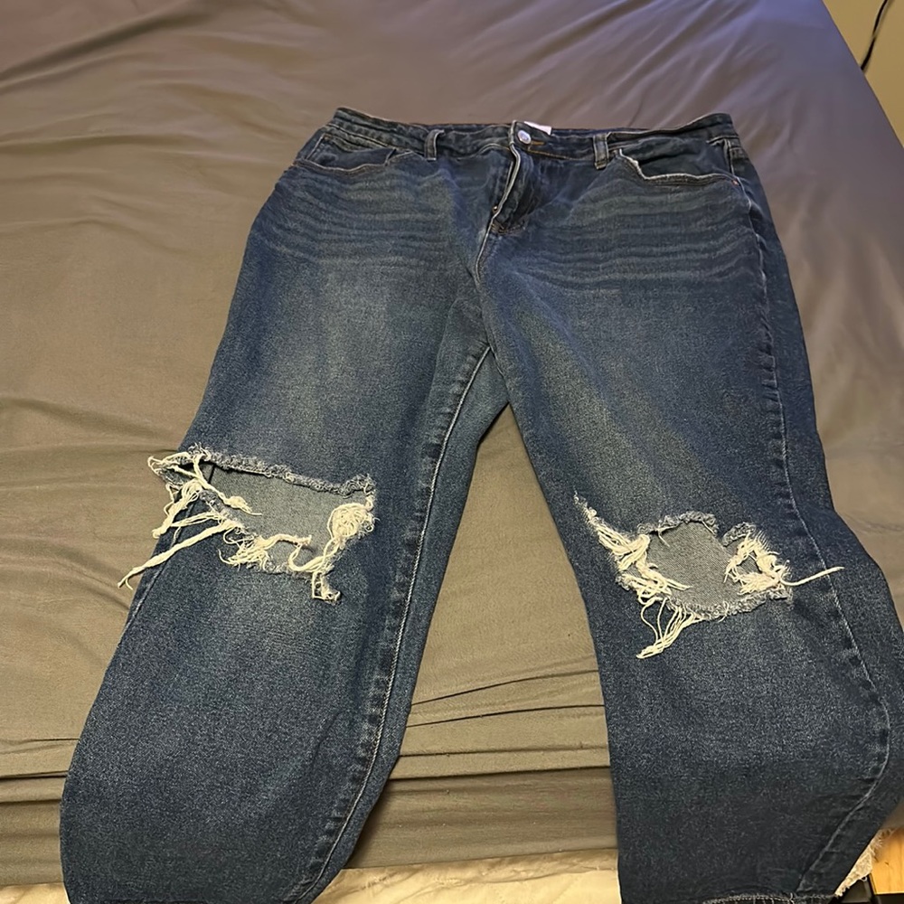 Blue ripped jeans